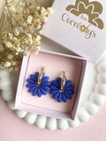 Pampilles APPOLINE bleu roi ou lin - boucles d’oreilles interchangeables