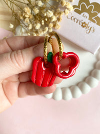 Pampilles SERENA poivron couleur corail, jaune ou rouge - boucles d’oreilles interchangeables
