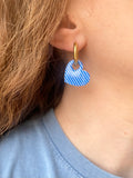 Pampilles LOUISE réversibles motifs rayures bleu - boucles d’oreilles interchangeables