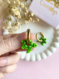 Pampilles CLOA petite tortue de mer verte - boucles d’oreilles interchangeables