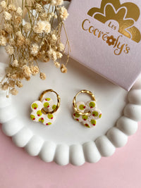 Pampilles FLORALIE réversibles écru olives - boucles d’oreilles interchangeables