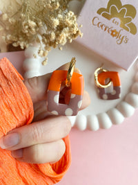 Pampilles ÉZIA couleurs orange, nude à pois beige - boucles d’oreilles interchangeables