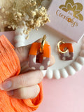 Pampilles ÉZIA couleurs orange, nude à pois beige - boucles d’oreilles interchangeables