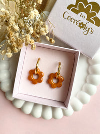 Pampilles MARIETTE rouge cerise ou terracotta nacré ou doré réversibles - boucles d’oreilles interchangeables