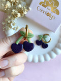 Pampilles cerise noire couleur prune SERENA - boucles d’oreilles interchangeables