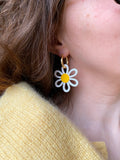 Pampilles SUZANNE blanche marguerite - boucles d’oreilles interchangeables