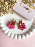 Pampilles PAULA hibiscus rose tropical ou blanc - boucles d’oreilles interchangeables