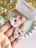 Pampilles INAYA motifs coeurs, beige ou corail intense - boucles d’oreilles interchangeables