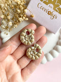 Pampilles MAÉ blanc doré - boucles d’oreilles interchangeables