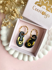Pampilles JENNA tong noire dorée - boucles d’oreilles interchangeables