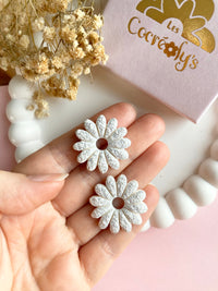 Pampilles APPOLINE blanche éclats doré ou argenté - boucles d’oreilles interchangeables