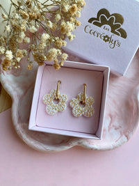 Pampilles FLORALIE abricot , doré ou blanche éclats doré - boucles d’oreilles interchangeables