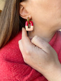 Pampilles ÉZIA rouge et vanille éclats rouge rose - boucles d’oreilles interchangeables