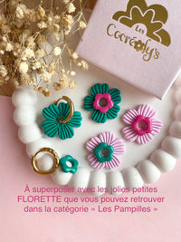 Pampilles ODINA vert émeraude ou rose doux - boucles d’oreilles interchangeables