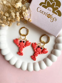 Pampilles SÉB petit homard anneau, couleur corail - boucles d’oreilles interchangeables