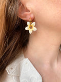 Pampilles TIARÉ vert tropical ou blanche coeur jaune - boucles d’oreilles interchangeables