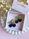 Pampilles cerise noire couleur prune SERENA - boucles d’oreilles interchangeables