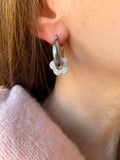 Pampilles FLORETTE blanche éclats argentés - boucles d’oreilles interchangeables