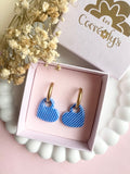 Pampilles LOUISE réversibles motifs rayures bleu - boucles d’oreilles interchangeables