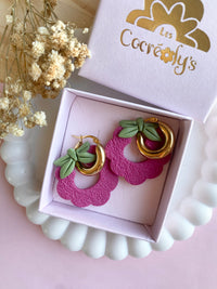 Pampilles SERENA framboise réversibles - boucles d’oreilles interchangeables