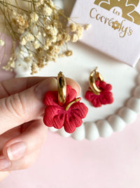 Pampilles PAULA hibiscus rouge ou jaune - boucles d’oreilles interchangeables