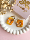 Pampilles ÉZIA marbré orangé, doré - boucles d’oreilles interchangeables