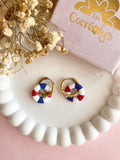 Pampilles MAËLLE petite bouée bleu blanc rouge - boucles d’oreilles interchangeables