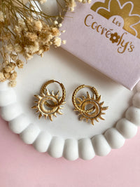 Pampilles GABRIEL petit soleil doré blanc - boucles d’oreilles interchangeables