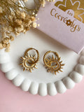 Pampilles GABRIEL petit soleil doré blanc - boucles d’oreilles interchangeables
