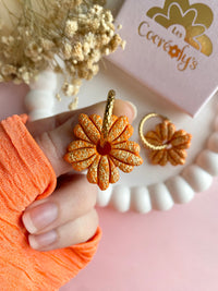 Pampilles MOLIE orange éclats doré - boucles d’oreilles interchangeables