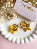 Pampilles DAPHNÉ étoile de mer réversibles couleur jaune mangue et doré - boucles d’oreilles interchangeables