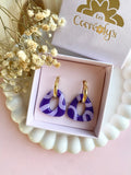 Pampilles AMBRE réversibles cassis motifs couleur lilas - boucles d’oreilles interchangeables