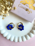 Pampilles MARIETTE blanc nacré ou bleu lagon nacré ou bleu roi - boucles d’oreilles interchangeables