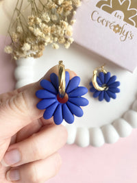 Pampilles APPOLINE bleu roi ou lin - boucles d’oreilles interchangeables