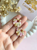 Pampilles JEANINE coquillage aux jolis tons pastels et pointe de dorée - boucles d’oreilles interchangeables
