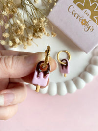 Pampilles glace JESS fraise chocolat - boucles d’oreilles interchangeables