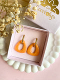 Pampilles AMBRE jaune ou abricot PAILLETÉES - boucles d’oreilles interchangeables
