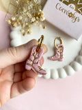 Pampilles SIERRA santiag rose poudré doré - boucles d’oreilles interchangeables