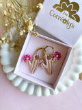 Pampilles ORIANA cactus doré rose ou vert - boucles d’oreilles interchangeables