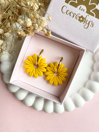 Pampilles BAHLIA jaune mangue ou vert tropical - boucles d’oreilles interchangeables