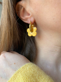 Pampilles FLORALIE abricot , doré ou blanche éclats doré - boucles d’oreilles interchangeables