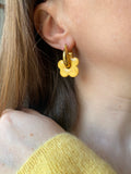 Pampilles FLORALIE abricot , doré ou blanche éclats doré - boucles d’oreilles interchangeables