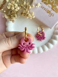 Pampilles POULPI petit poulpe rose - boucles d’oreilles interchangeables