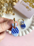 Pampilles RAFAEL petit poisson bleu dragée et bleu nacré - boucles d’oreilles interchangeables