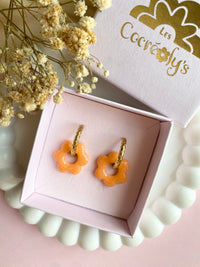 Pampilles MARIETTE jaune ou abricot PAILLETÉES - boucles d’oreilles interchangeables