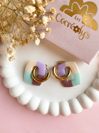 Pampilles ÉZIA couleurs nude, beige, lilas et menthe - boucles d’oreilles interchangeables