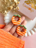 Pampilles SOËLLE orange à rayures orange et pêche - boucles d’oreilles interchangeables