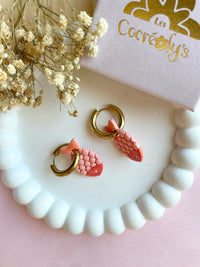 Pampilles RAFAEL petit poisson corail et pêche - boucles d’oreilles interchangeables