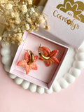 Pampilles DAPHNÉ étoile de mer réversibles couleur corail et doré - boucles d’oreilles interchangeables