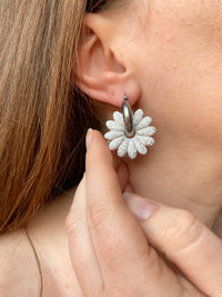 Pampilles APPOLINE blanche éclats doré ou argenté - boucles d’oreilles interchangeables